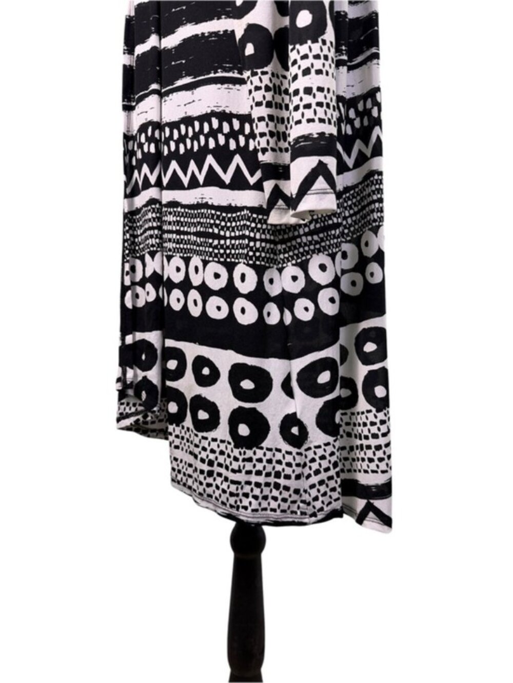 Slim Factor by Investments Black White Abstract Longline Cardigan M - Picture 6 of 7